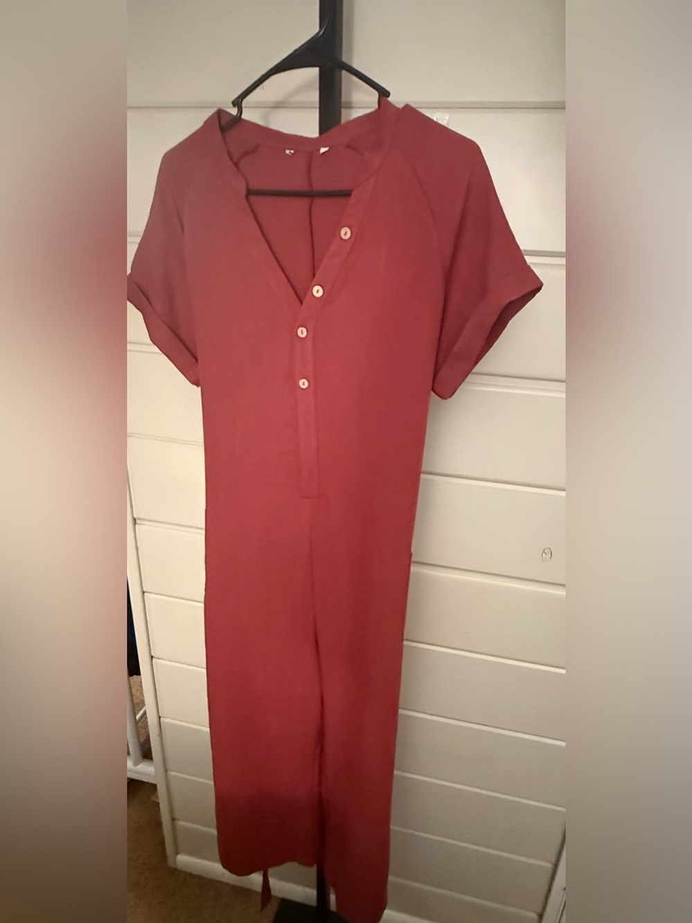 HALARA Rust-Red Short-Sleeve Jumpsuit